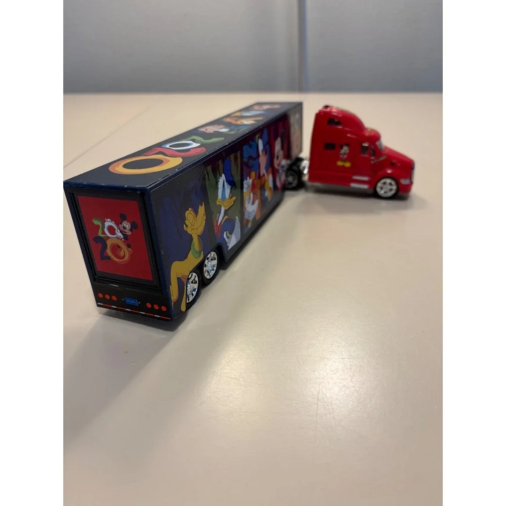 Disney Mickey Mouse and Friends 2020 Semi Truck Trailer Diecast Toy Red Blue